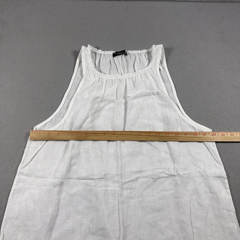 Francesca Bettini Dress Womens L White Linen Tank Sleeveless Knee Italy Summer - Picture 4 of 9